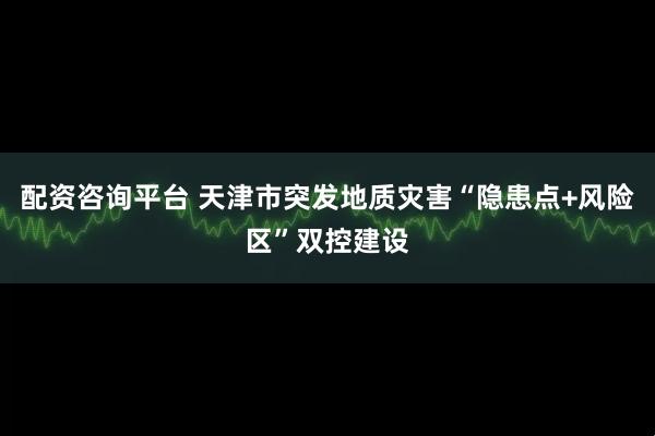 配资咨询平台 天津市突发地质灾害“隐患点+风险区”双控建设
