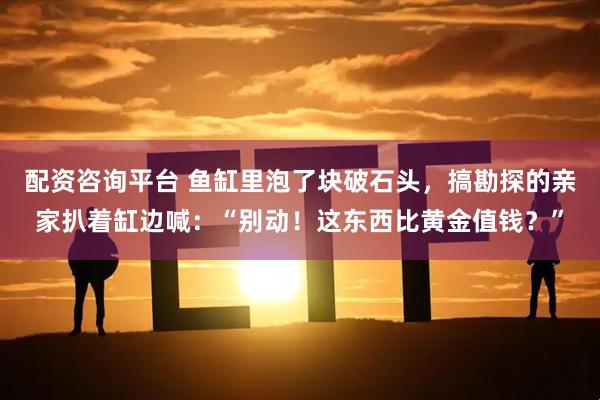 配资咨询平台 鱼缸里泡了块破石头,搞勘探的亲家扒着缸边喊:“别动!这东西比黄金值钱?”